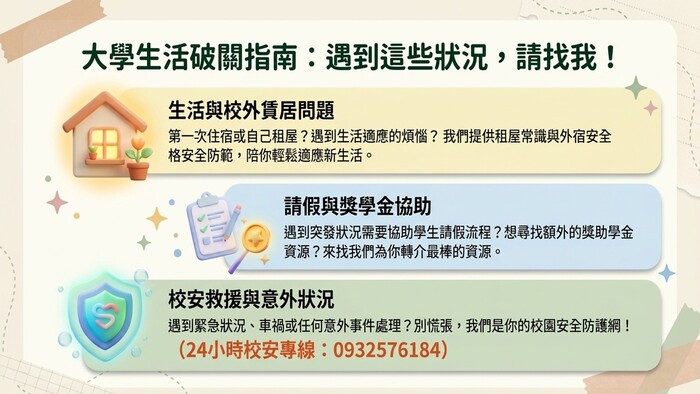 【重要公告】學士班專責導師聯絡資訊與負責工作圖片