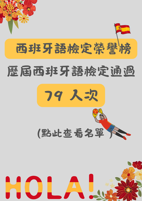 西班牙語檢定榮譽榜圖片(另開新視窗)